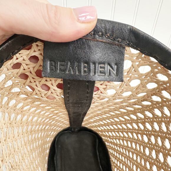 Bembien Valeria Rattan Leather Tote Tan Woven Summer Handbag Neutral - Picture 2 of 6